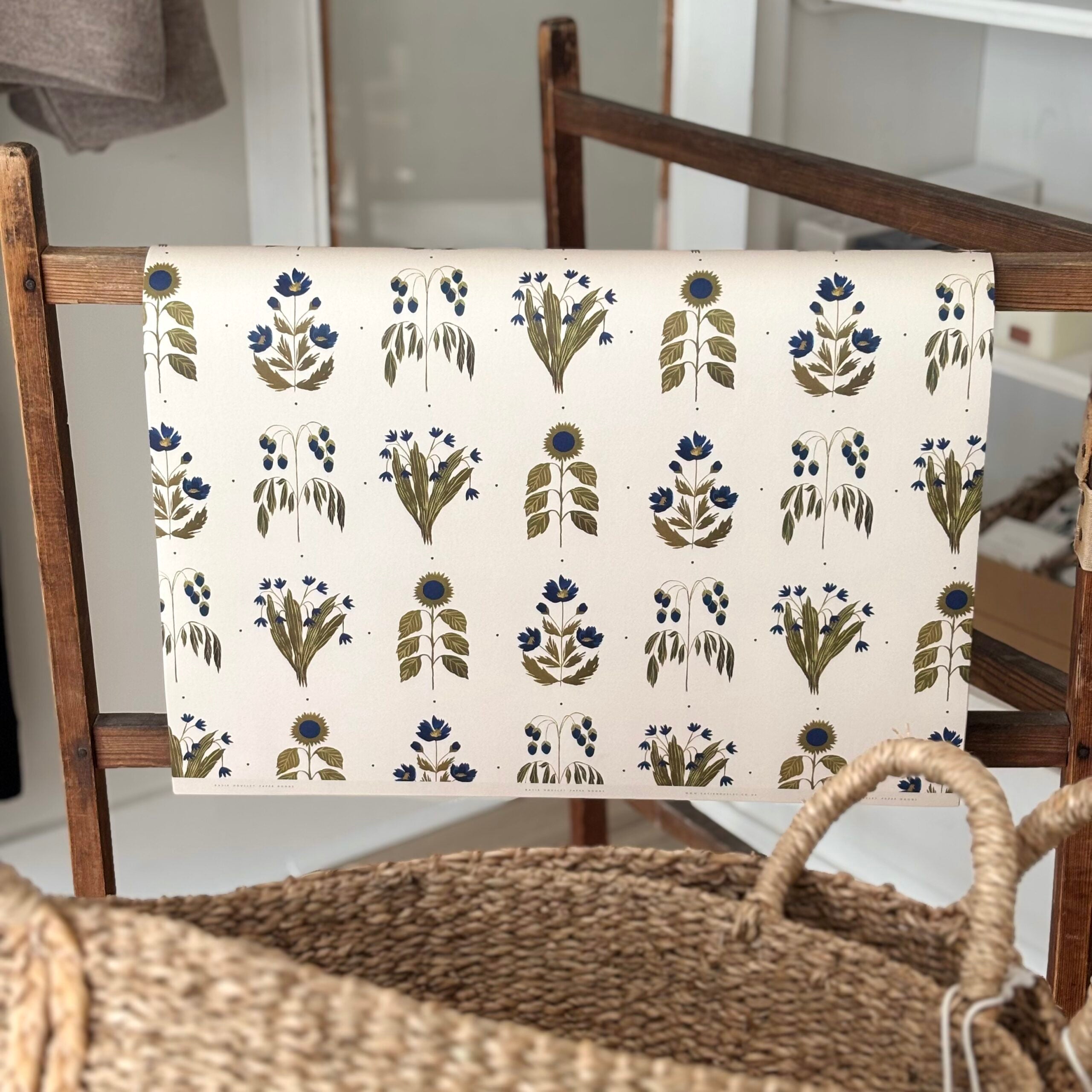 Floral Blue Botanical Luxury Wrapping Paper image 0