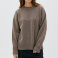 Long wool cashmere crew neck sweater image 0