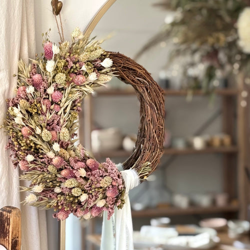 Blush Bloom Dried Wreath | Handmade UK image 1