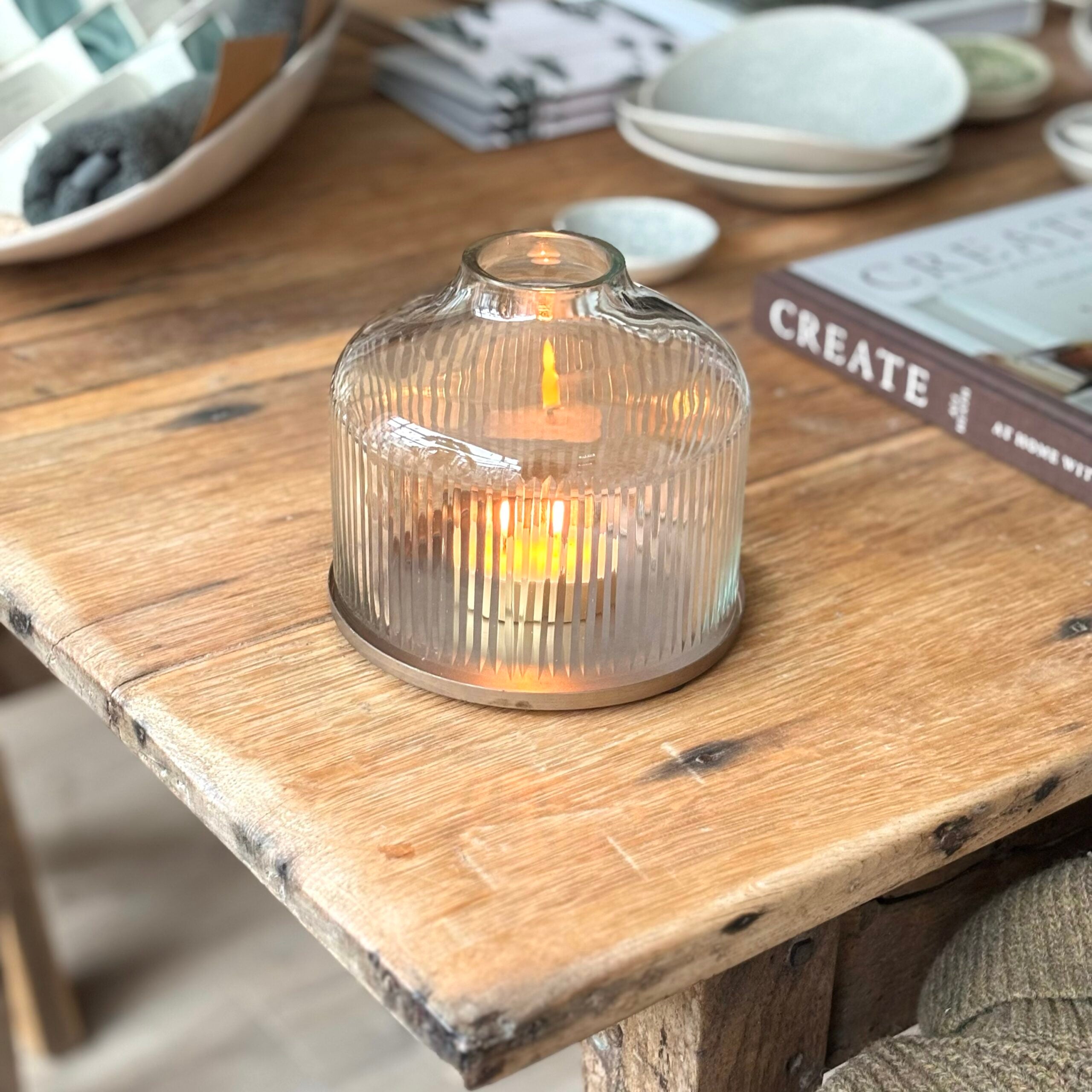 Handblown Reeded Candle Dome image 3