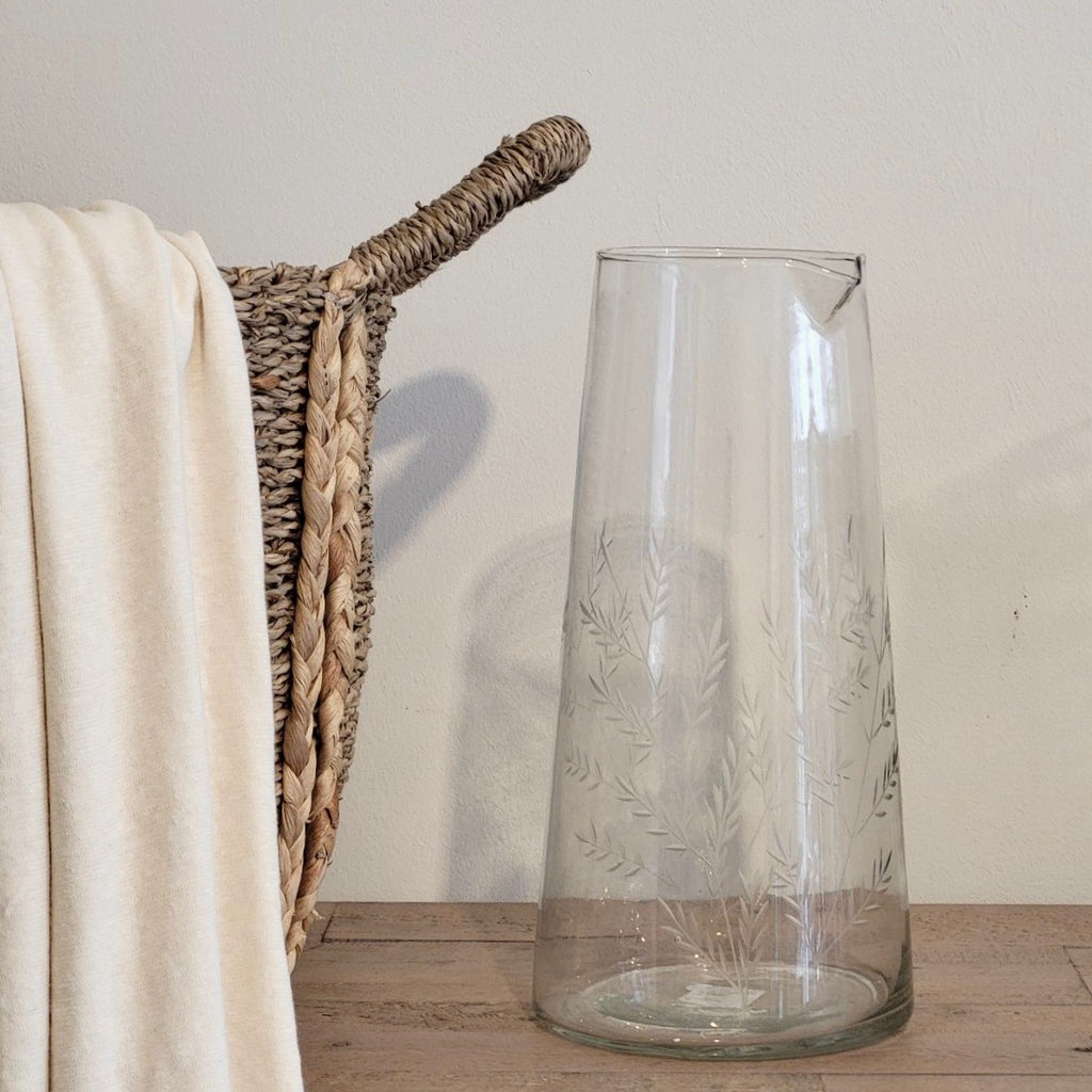 Tapered Glass Jug - Fern Etched image