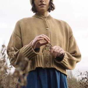 Organic Cotton Cardigan in Sand