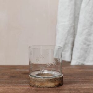 Star Etched Small Candle Holder