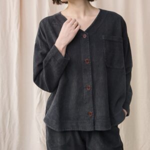 Organic Cotton Cord Top in Charcoal