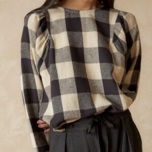 Gingham Check Cotton Blouse