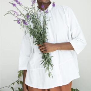 Poplin batwing shirt in white organic cotton - sustainable Beaumont Organic