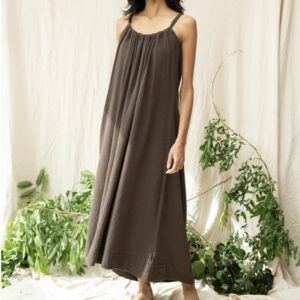 Lightweight organic cotton sundress in cacao - sustainable Beaumont Organic