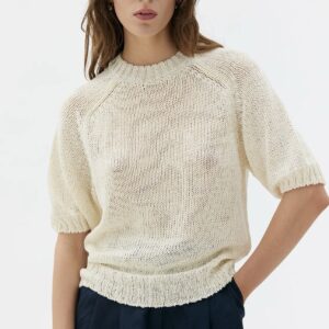 Lightweight Short-Sleeve Jumper | Silk Linen Knit | White