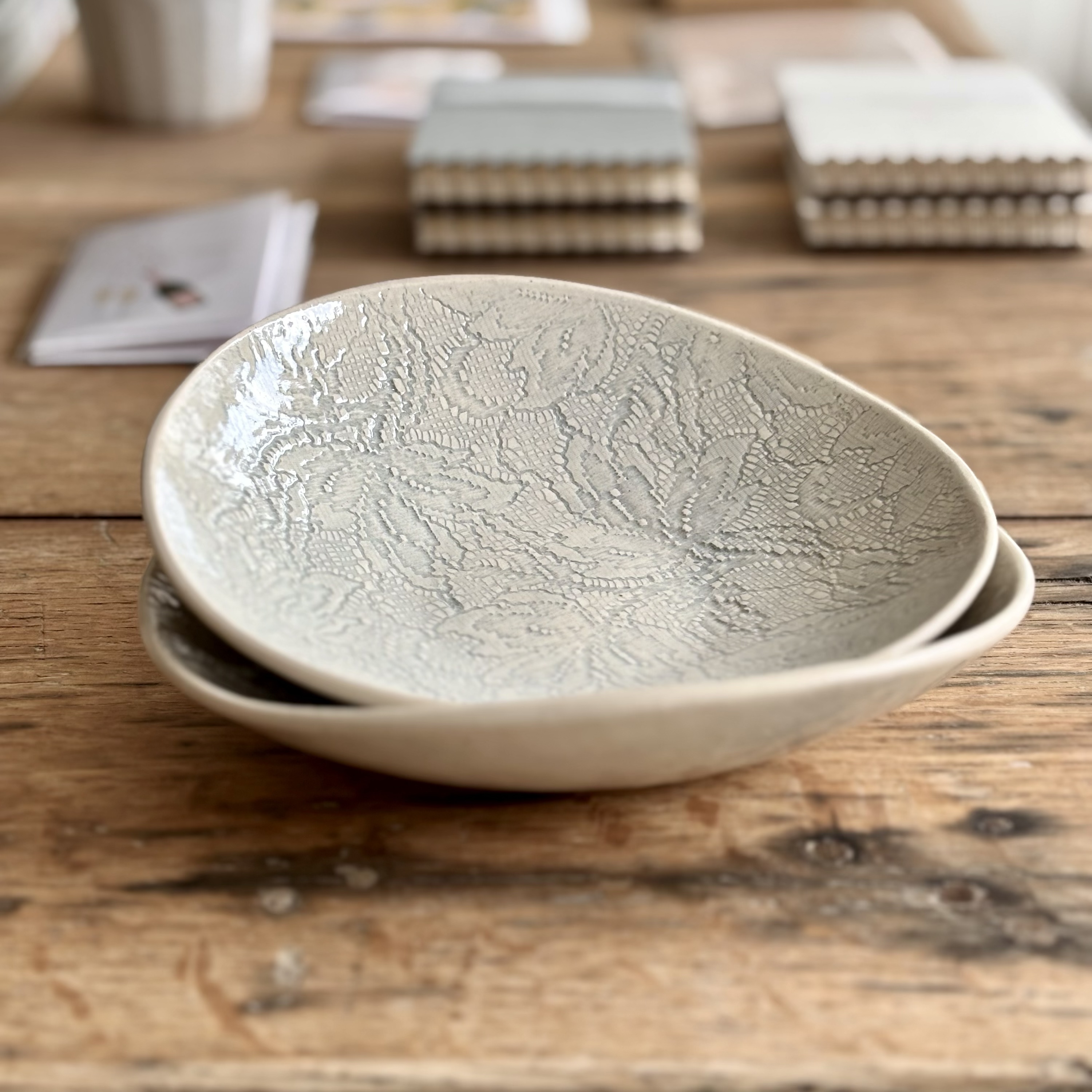 Handmade duck egg tapas plate by Wonki Ware - South African pottery