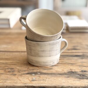 Squat Mug Grey Wax Line | Handmade Pottery