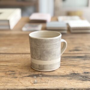 Small Straight Grey Wax Line Mug | Handmade Pottery