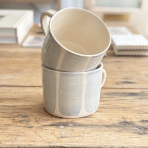 Squat Mug Duck Egg Stripe | Handmade Pottery