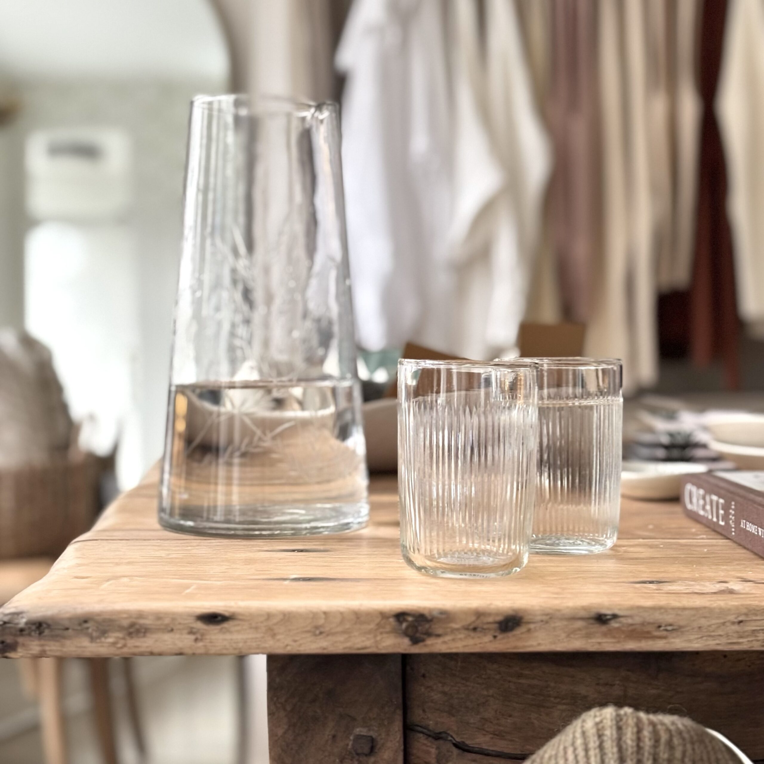 Handblown Reeded Glass Tumbler